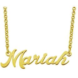 LoEnMe Jewelry Mariah Name Necklace Custom Personalized in Gold Plate Gift for Women Girls Couple