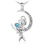 Distance 925 Sterling Silver Classic Sea Mermaid Necklce for Girls Women Crescent Moon Pendant Christmas Birthday Gifts Jewelry for Girls Women Daughter