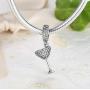 Original Authentic 925 Sterling Silver Charms Red Wine Glass Cup Dangle Letter Bead for Pandora Bracelet Charms