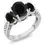 Gem Stone King 925 Sterling Silver Black Onyx 3-Stone Womens Ring (2.41 Cttw Oval, Available 5,6,7,8,9) Gem Stone King 925 Sterling Silver Black Onyx 3-Stone Womens Ring (2.41 Cttw Oval, Available 5,6,7,8,9)