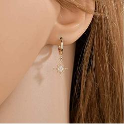 Cathercing Crystal Moon Star Dangle Earrings for Women Girls Drop Hoop Earrings With Rhinestone Hypoallergenic Stud Earrings Dangling Lightweight Earrings Modern Jewelry Daily Gift for Her (gold)