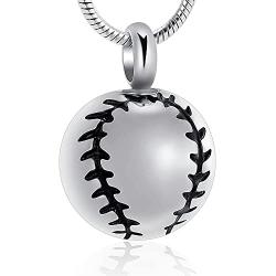 Stainless Steel 20mm Baseball Memorial Urn Jewelry Pendant Hold Cremation keepsake necklace for ashes