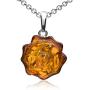 Ian and Valeri Co. Amber Sterling Silver Rose Pendant Necklace Chain 18 Inches