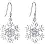 BriLove Winter-Snowflake-Earrings-for-Women CZ Elegant Hook Dangle Earrings