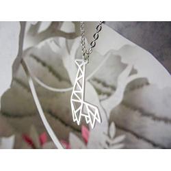 La Menagerie Giraffe Silver Origami Jewelry & Silver Geometric Necklace – 925 Sterling Plated Silver Necklace & Giraffe Necklaces for Women – Giraffe Necklace for Girls & Origami Necklace