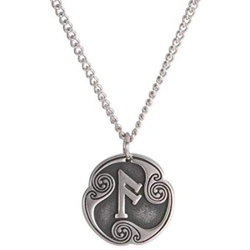 TEAMER Norse Vikings Stainess Steel 24 Runes Amulet Pendant Necklace Lucky and Blessing Symbol Jewelry for Women Men