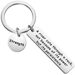 CYTING Strength Keychain A River Cuts Through A Rock Not Because of Its Power But Its Persistence Keychain Inspirational Jewelry Motivation Gift