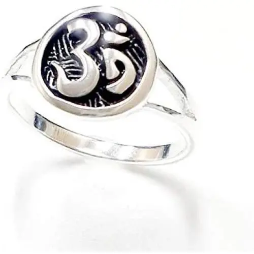 925 Solid Sterling Silver OM Ring - Buddhism AUM Jewelry - Allergy Free OHM for Yoga, Prayer, Meditation