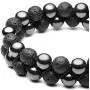 Top Plaza Men Women 8mm Lava Rock Stone Aromatherapy Essential Oil Diffuser Bracelet Braided Rope Natural Stone Yoga Beads Bracelets