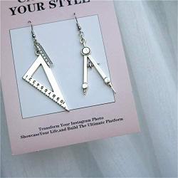 Triangle Square Rule Dangle Earrings for Women Exaggerated Math Geometric Compass Rules Statement Earrings Drop Girls School Students Teacher Jewelry