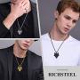 Richsteel Wolf Teeth/Wolf Pendant Necklace for Men 316 Stainless Steel/18K Gold Plated/Black Viking Wolf Nordic Jewelry(with Gift Box)
