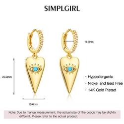 Dainty Huggie Hoop Earrings for Women 14K Gold Plated Delicate cute Cross Star Evil Eye Dangle Sleeper Earrings