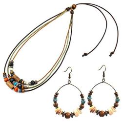 SELOVO Boho Bead Beach Drop Earrings Statement Adjustable Necklace Jewelry Set
