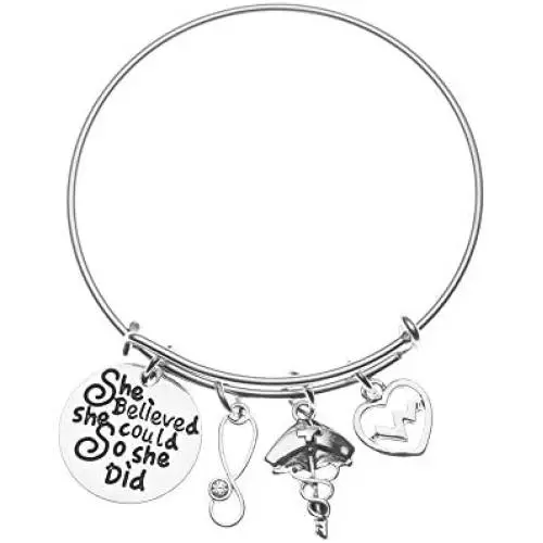 Infinity Collection Nurse Bracelet, Nurse She Believed She Could So She Did Charm Bracelet, Nurse Jewelry, Perfect Nurse Appreciation Gifts Infinity Collection Nurse Bracelet, Nurse She Believed She Could So She Did Charm Bracelet, Nurse Jewelry, Perfect Nurse Appreciation Gifts