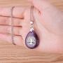 Ylwjewelry Tree of Life Necklace Natural Germstone Chakra Necklace Pendant Teardrop Healing Crystals Jewelry with Adjustable Chains Gift for Women Men