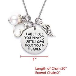 LParkin Memorial Necklace I Will Hold You in My Heart Until I Can Hold You in Heaven Pendant Loss of Child Necklace Heart Necklace Cremation Jewelry Gift for Her