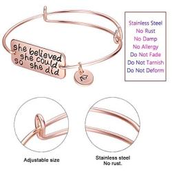Ingooood Graduation Gift Bracelet for Women 2021 Graduation Cap Bracelet She Believed She Could So She Did Adjustable Bracelet for Women (Rose Gold)