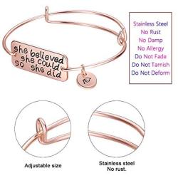 Ingooood Graduation Gift Bracelet for Women 2021 Graduation Cap Bracelet She Believed She Could So She Did Adjustable Bracelet for Women (Rose Gold)