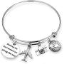 SEIRAA Travel Bracelet Wanderlust Jewelry Retirement Gift Stainless Steel Expandable Wire Bangle Adventure Lover Jewelry