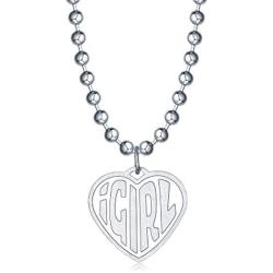 Womens iGirl Heart Pendant Necklace Double Side Letter Punk Hiphop Gothic Streetwear Chain Choler Necklace for Girls Retro Jewelry