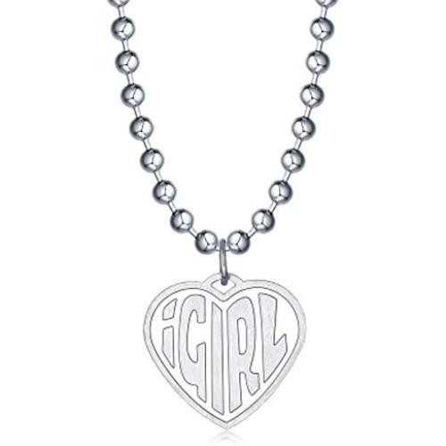Womens iGirl Heart Pendant Necklace Double Side Letter Punk Hiphop Gothic Streetwear Chain Choler Necklace for Girls Retro Jewelry