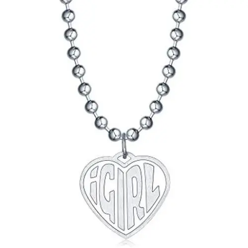 Womens iGirl Heart Pendant Necklace Double Side Letter Punk Hiphop Gothic Streetwear Chain Choler Necklace for Girls Retro Jewelry