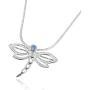 925 Sterling Silver Dragonfly Pendant Necklace with 2mm Created Blue Opal, 18'' + 4'' Extender