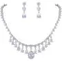 EVER FAITH Womens CZ Elegant Water Drop Dangle Necklace Earrings Set Silver-Tone EVER FAITH Womens CZ Elegant Water Drop Dangle Necklace Earrings Set Silver-Tone