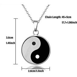 Yin Yang Pendant Necklace - Chinese Philosophy Taoist Symbol Talisman Taichi Yoga Stainless Steel Charm Pendant Necklace Necklace