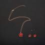 Rose Flower Necklace Earrings Set for Women 18K Gold Plated Hypoallergenic Jewelry Sets