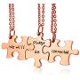 Mealguet Jewelry Gold Plated Stainless Steel Three Puzzle BFF Best Friend We Will Always be Connected Friendship Necklace Set for 3