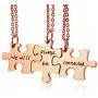 Mealguet Jewelry Gold Plated Stainless Steel Three Puzzle BFF Best Friend We Will Always be Connected Friendship Necklace Set for 3