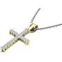 Dazzlingrock Collection 0.25 Carat (ctw) 10K Gold Round White Diamond Ladies Cross Pendant 1/4 CT (Silver Chain Included)