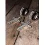 Mens Ladies 14K White Gold Over Silver Lab Diamond Cross Hoop Earrings latch Back Studs Iced Out aretes para hombre - Mens Earrings, Latch Back, Mens Jewelry, Hip hop Earring