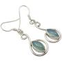 SilverStarJewel 925 Solid Sterling Silver Aqua Blue Chalcedony Earrings 4.1 cm 3.2 Grams