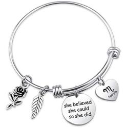SIDIMELO Astrology Constellation Pendant Bracelet with Flower and Leaf Pendant 12 Horoscope Zodiac Jewelry Gift for Women