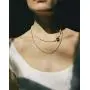 YorzAhar Mini Pearl Necklace with Gold Flower Clasp Pearl Choker Necklace for Women Teenagers Gifts