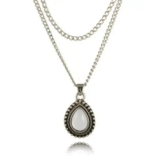 HUNO Bohemia Opal Teardrop Flower Beads Choker Necklace Vintage Layered Chain Gypsy Girls Jewelry