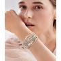 Wovanoo Leather Wrap Bracelet Set 3Pack Wrist Cuff Bracelet for Women Girls Multilayer Magnetic Clasp Bracelet Feather Tree Bead Crystal Bracelet