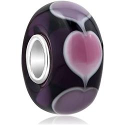 CharmSStory 925 Sterling Silver Heart Glass Charms Bead For Bracelets