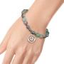 Lotus Crystal Fluorite Healing Energy Bead Bracelet for Women Stainless Steel and Alloy