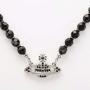 Vivienne Westwood Silver Saturn black crystal necklace with special box and paper bag