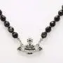 Vivienne Westwood Silver Saturn black crystal necklace with special box and paper bag Vivienne Westwood Silver Saturn black crystal necklace with special box and paper bag