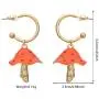 YUNXI Gold Fashion Woman Sweet Fresh Handmade Simulation Mushroom Drop Dangle earring Colorful Drop Oil Mushroom Earrings Alloy Plant Shape Ear Pendant Fashion Womens