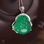 yigedan 14k Gold Plated Green Jade Gemstone Buddha Pendant Lucky Necklace yigedan 14k Gold Plated Green Jade Gemstone Buddha Pendant Lucky Necklace