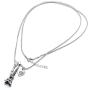 Pairs Eiffel Tower Necklace for Women Men Heart Key Pendant Silver Black/Platinum Plated Jewelry Long Chain
