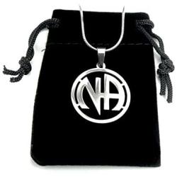 NA Necklace, on 20'' Snake Chain, Pure 304 Stainless Steel Narcotics Anonymous Drug Abuse Recovery Support Symbol Charm Pendant Jewelry Gift