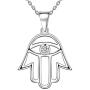 Besilver Jesus Star of David Cross Necklace 925 Sterling Silver Crystal Women Girl Hamsa Hand Evil Eye Christian Religious Necklace Amulet Jewelry Gift for Mom Dad
