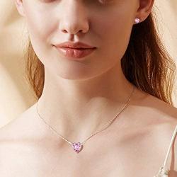 Aurora Tears 925 Sterling Silver 12 Birthstone Hearts Jewelry Women Crystal Wedding/Engagement/Bridal Heart Necklace/Earring/Ring/Bracelet Sets Jewellery