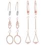 Ofeiyaa 6 Pairs Curved Threader Drop Earrings Round Hoop Earring Bar Arrow Drop Teardrop Double Wave Dangle Earrings for Women Men Rose Gold Silver
